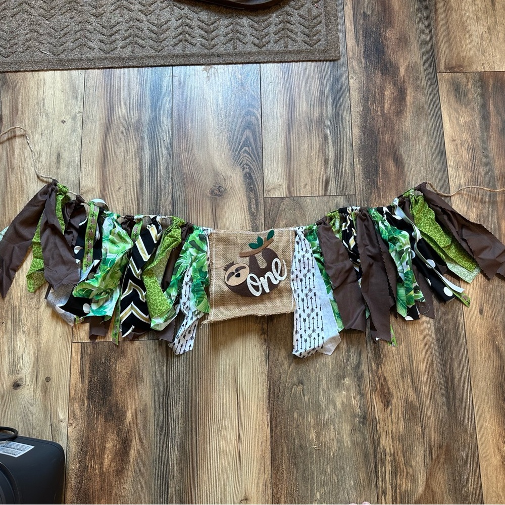 🦥SLOTH First Birthday Banner Handmade Party Decoration
